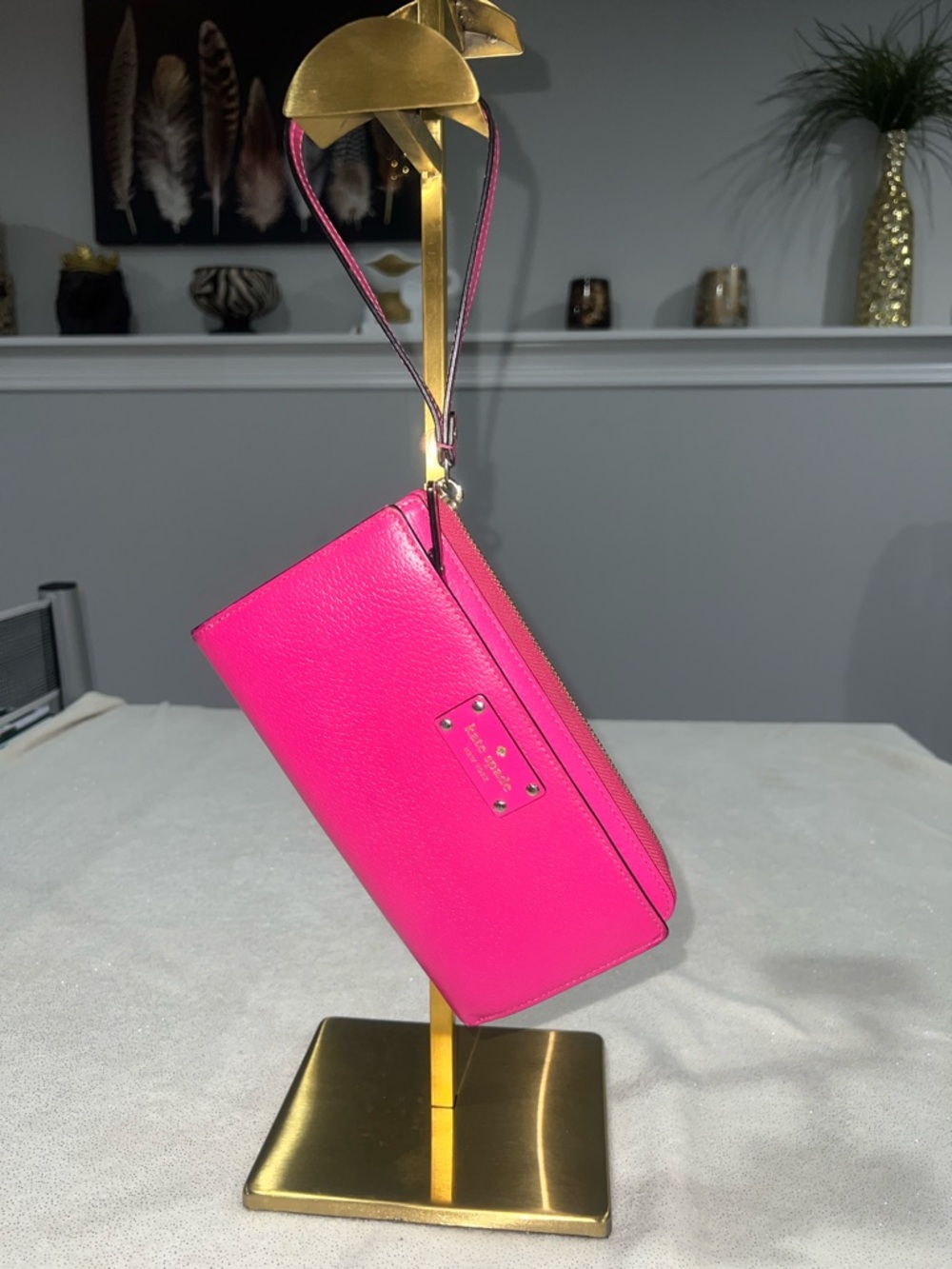Kate Spade Neda Wellesley zip-around wristlet wallet hot pink